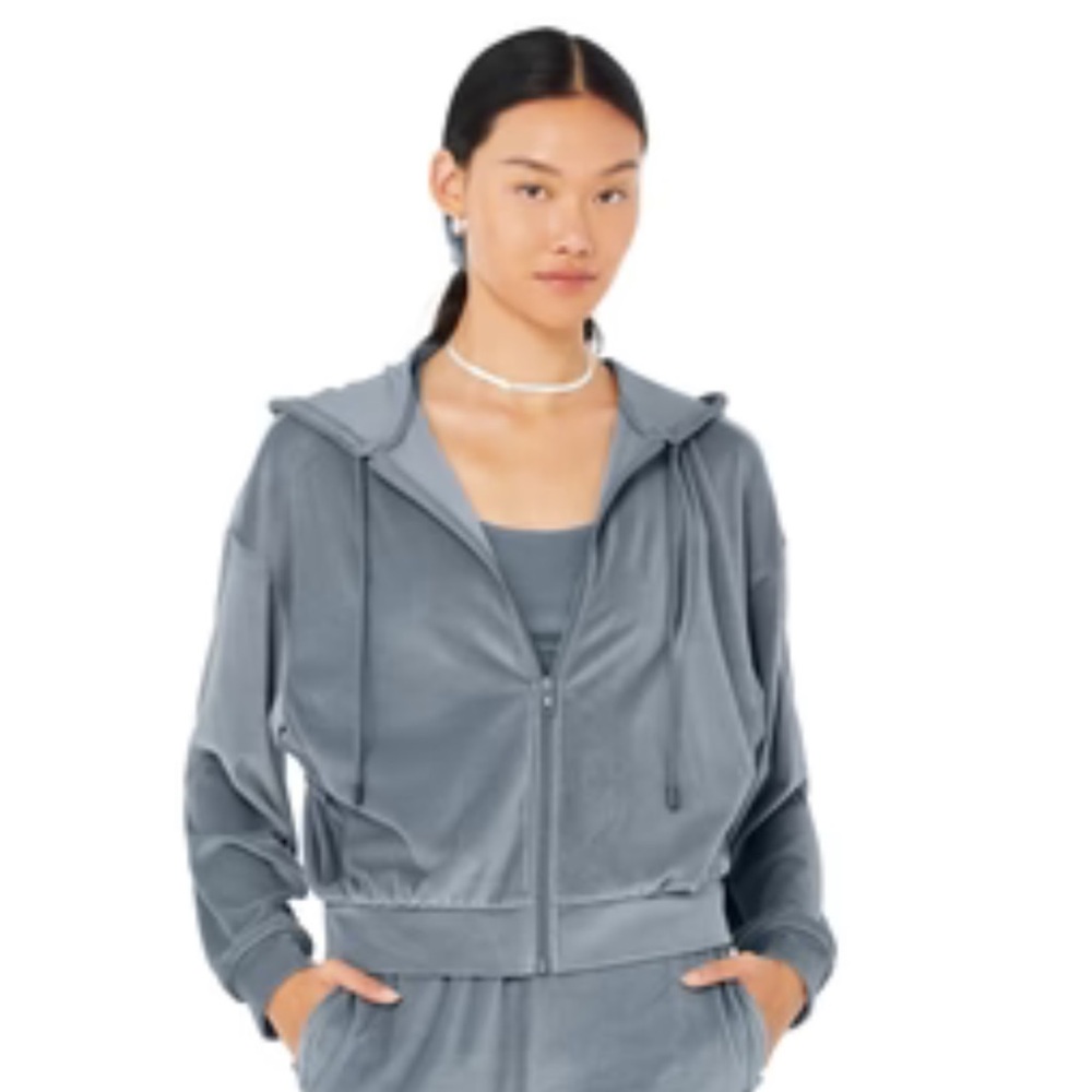 Alo Yoga Velour Glimmer Full Zip Hoodie